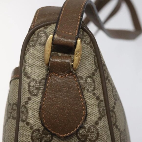 GUCCI GG Supreme Web Sherry Line Shoulder Bag PVC Beige Gold Red Auth ki5490 - Picture 12 of 16